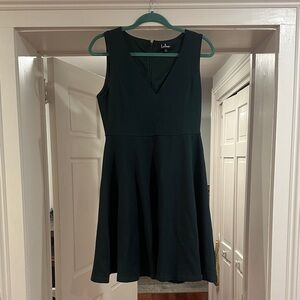 Lulu's Deep Green V-Neck Mini Dress